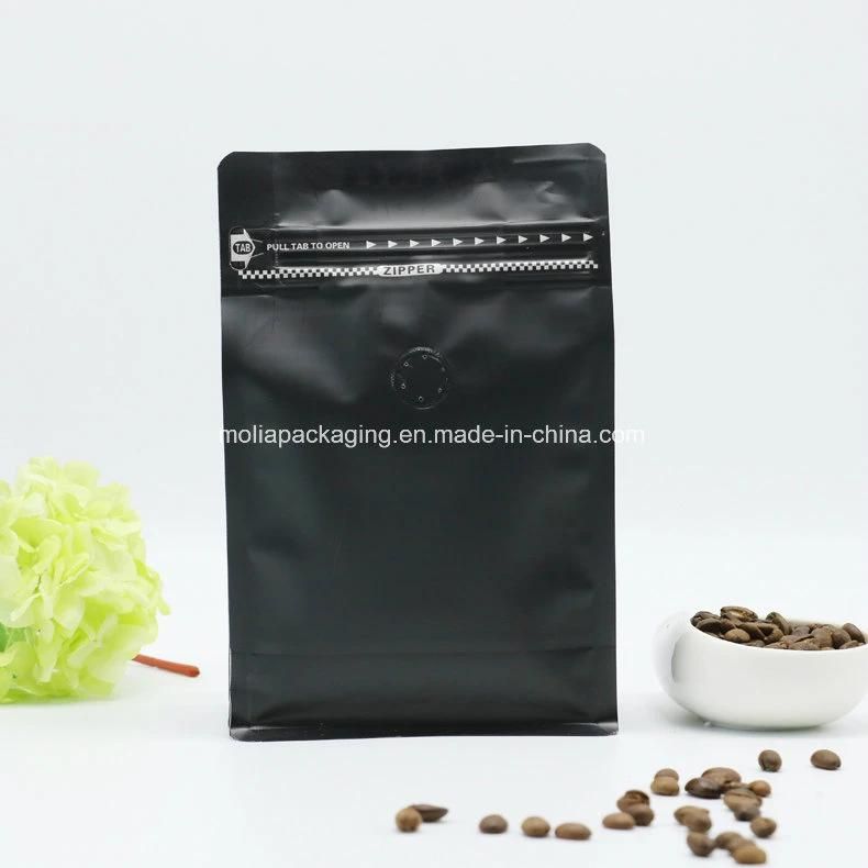 12 Oz Resealable Box Pouch Coffee Bag with Valve - Flat Bottom Pull Tab Zipper Matte White