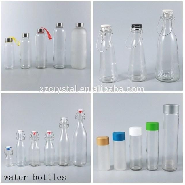 Wholesale 310ml 500ml Round Transparent Milk Beverage Vintage Milk Glass Bottle Bottles with Metal Caps