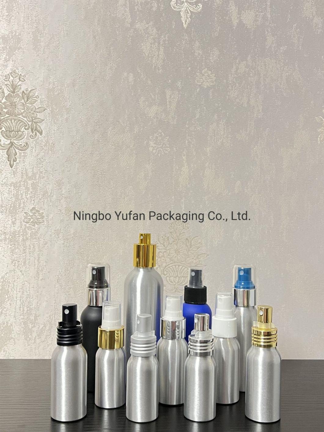 Manufacturer Cosmetic Perfume Aluminum Bottle with Bamboo Pump