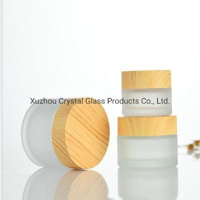 30ml 50ml Frosted Cosmetic Jar Cream Jar Cosmetic Container with Wood Grain Lids