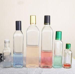 Customized Stocked 1000ml Large Glass Drinking Bottles Square Shaped Glass Beverage Bottles