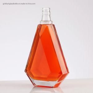 Hot Sale 500ml Custom Round Square Triangle Clear Empty Super Flint Glass Liquor Wine Gin Vodka Whisky Brandy Spirit Rum Bottle with Cap