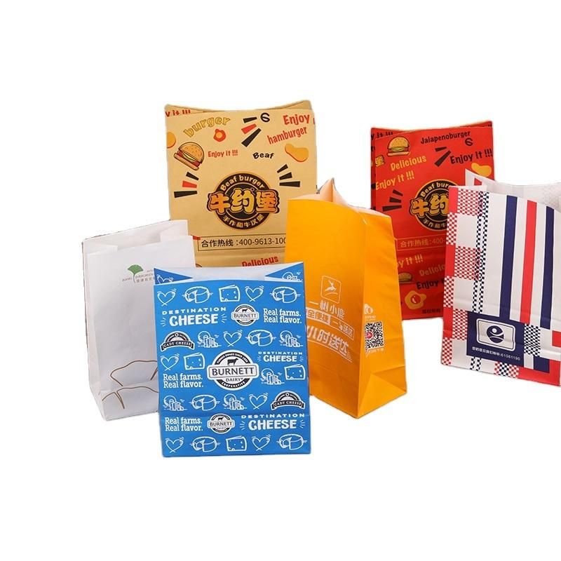 Wholesale Manufacturer Custom Logo Print Quality Thickened Healthy Oil-Proof Food Grade Kraft Paper Bag for Food