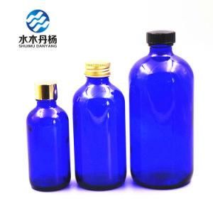 2oz 4oz 8oz 18oz Cobalt Blue Boston Bottle Polycone Cap Glass Bottle