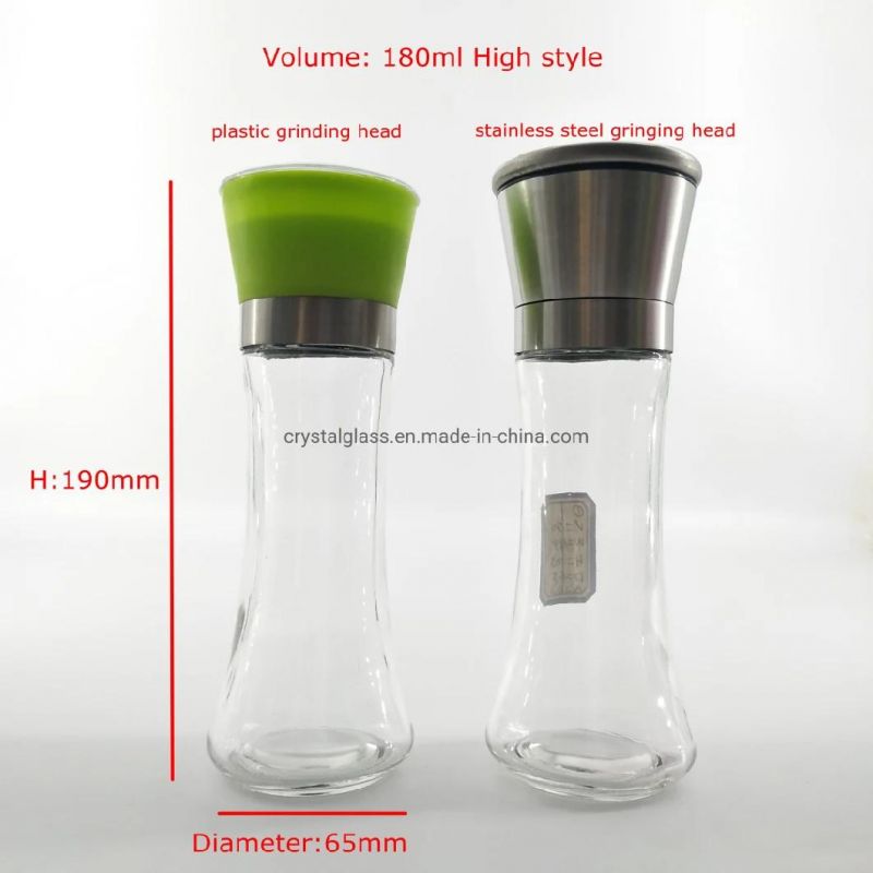 150ml Glass Ceramic Core Salt Pepper Milling with Plastic Cap