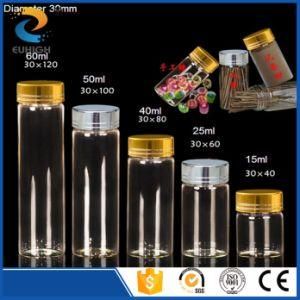 Diameter 30mm 15ml 20ml 40ml 50ml 60ml Glass Tube Bottle with Gold Sliver Screw Cap