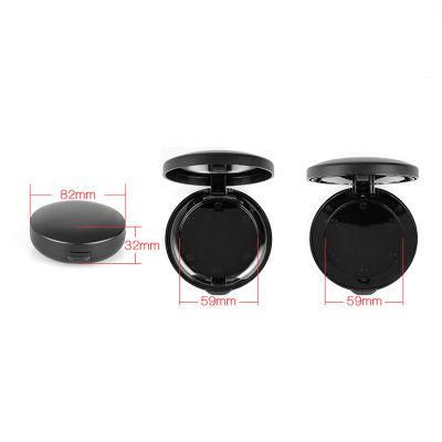 59mm Pan Elegant Black Matt Compact Powder Case with a Mirror Face Powder Packaging Black Makeup Compact Case with 2 Tiers