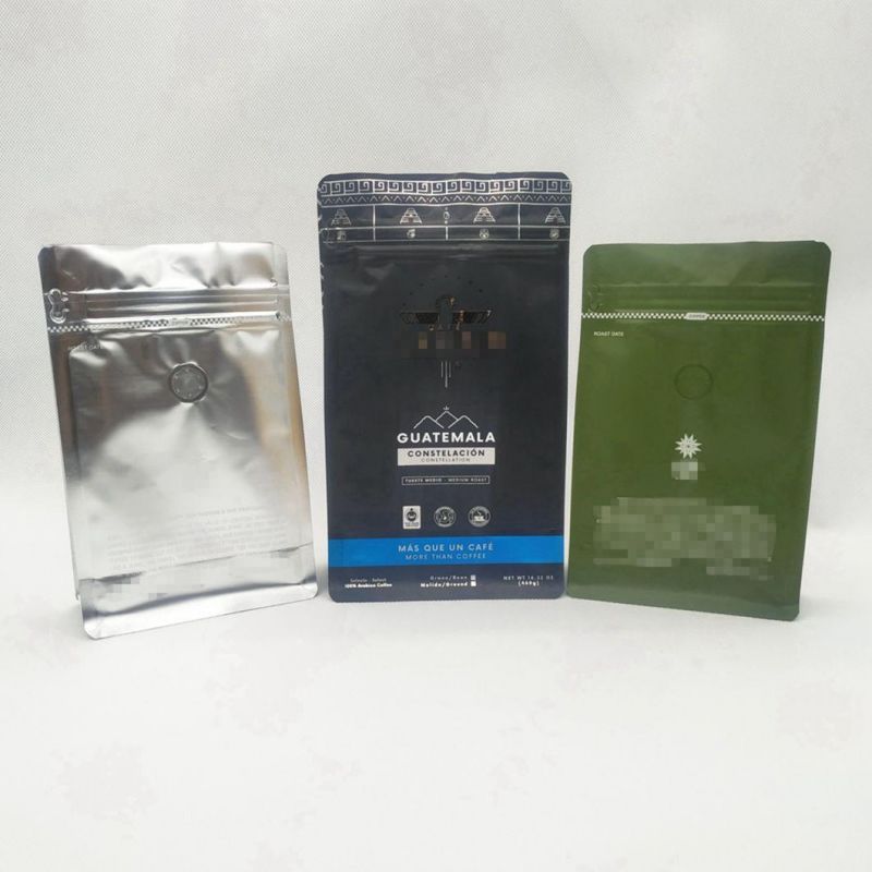 250g/340g/454G Quad Seal Flat Bottom Food Packaging Bag