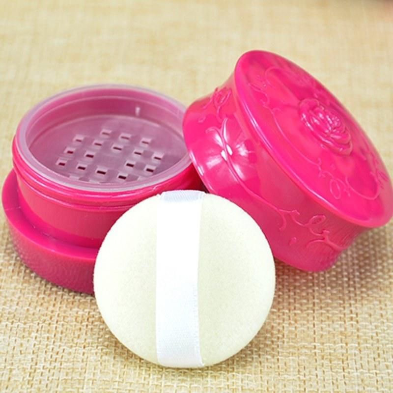 10g Empty Loose Powder Box Jar with Grid Sifter & Puff Flower Pattern Packing Beads Container Powdery Cake Box Cosmetic