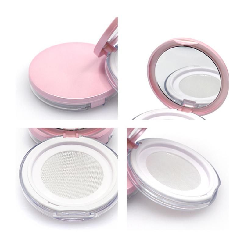 Hot Sell Gradient Pink Sliver Packaging Custom Logo Plastic Empty Round Transparent Loose Powder Jar with Sifter and Puff