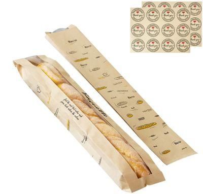 Custom Printed Eco Friendly Grease Oil Proof Kraft Paper Bakery French Baguette Bread Loaf Packaging Bag