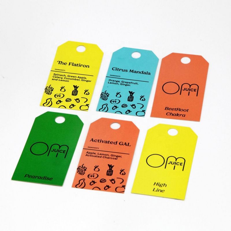 Custom 300g Coating Printed Paper Clothing Price Tag Seal Tags Garment String Hang Tags