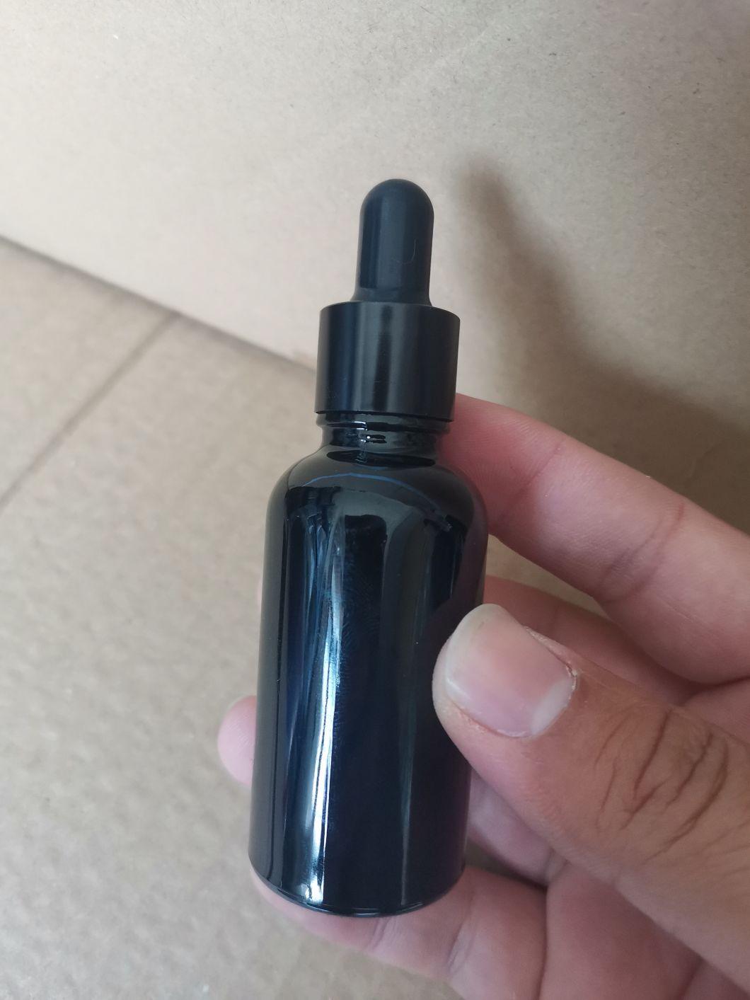 30ml Flat Shoulder Shiny Glossy Original Material Black Glass Dropper Bottle Empty Perfume Bottle Essential Oil Bottle