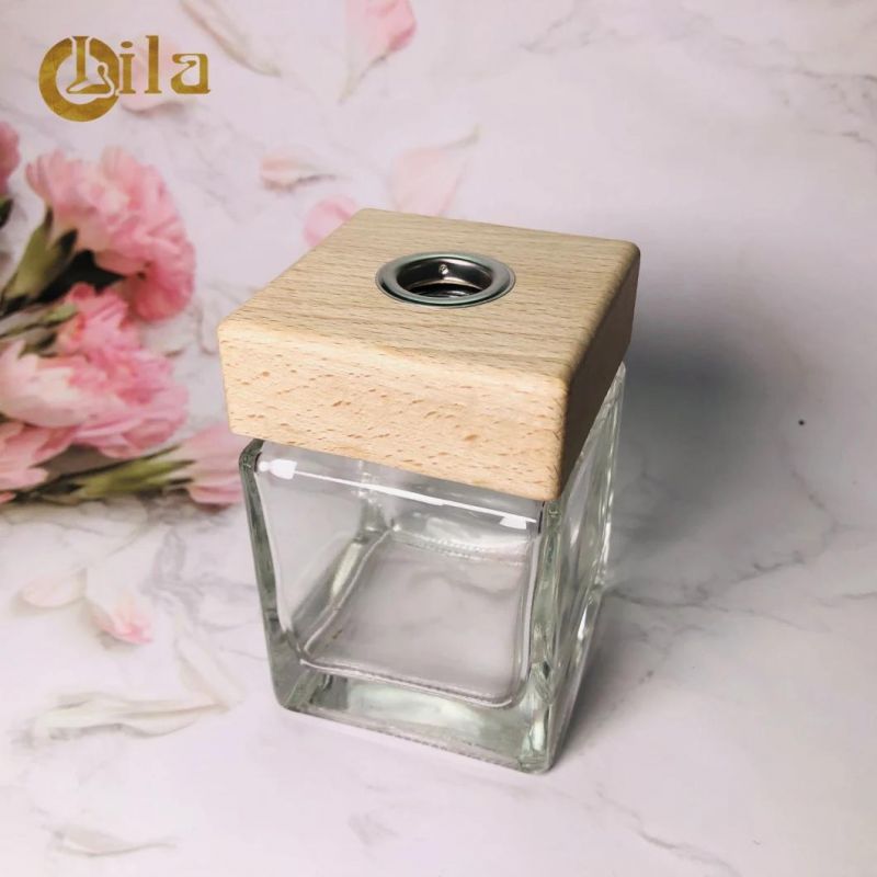 OEM Square 200ml Cosmetic Jar Bottles Manufacturer Diffuser Glass Bottle with Reed