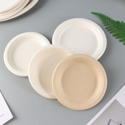 Compostable Biodegradable Tableware Sugarcane Bagasse 3 Compartment Disposable Plate