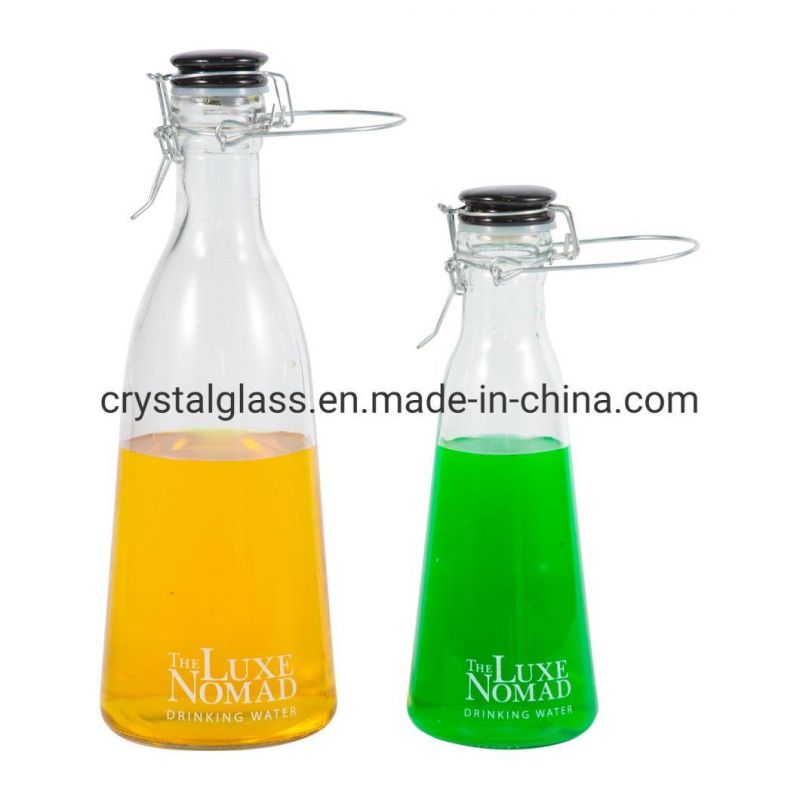 300ml 420ml 500ml 750ml 1000ml Clear Glass Recycled Drinking Water Bottle with Loop Cap