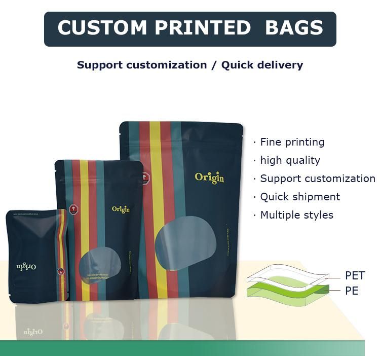 Custom Packaging Resealable Matte Stand up Pouch Plastic Zip Lock with Window Black Mylar Bags