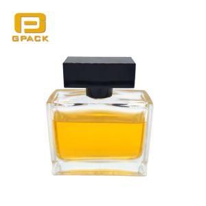 Simple Fashionable Style Rectangle 100ml Perfume Bottle with Shiny Black Cap Old Cologne Bottles Perfume Spray Bottle Wholesale