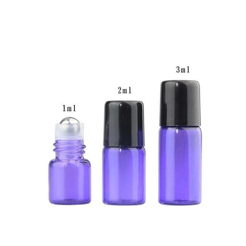 1 2 3ml Glass Roll on Bottles Aromatherapy Essential Oil Roller Bottles with Black Cap Mixed Bottle Color