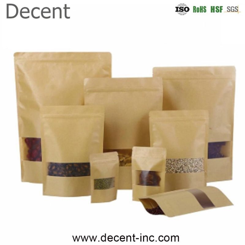 Wholesale Paper Shopping Bags Stand up Brown White Craft Custom Print Kraft Paper Zip Lock Bags with Your Own Logo