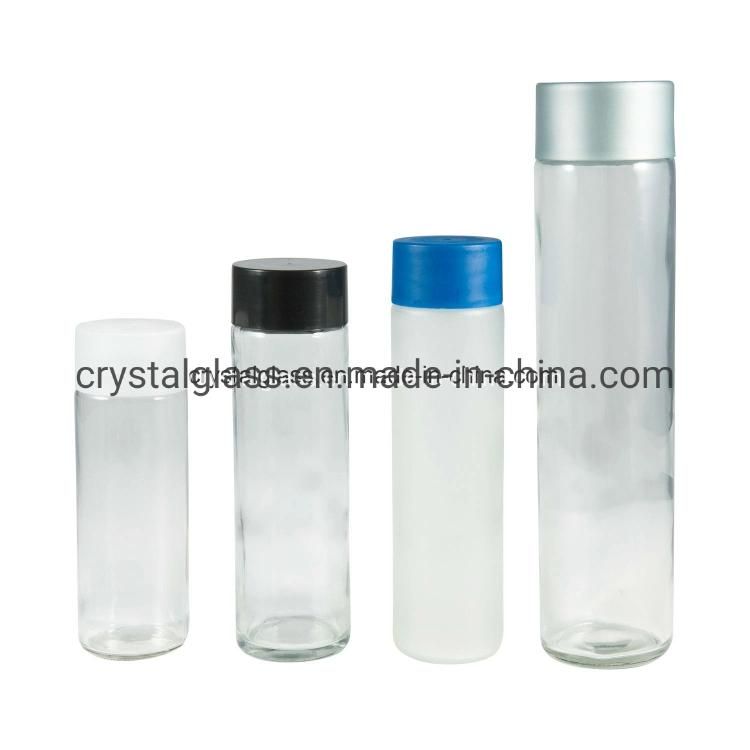 Empty Transparent 800ml 500ml 375ml High Flint Juice Drink Beverage Mineral Water Voss Glass Bottle with Plastic Lid