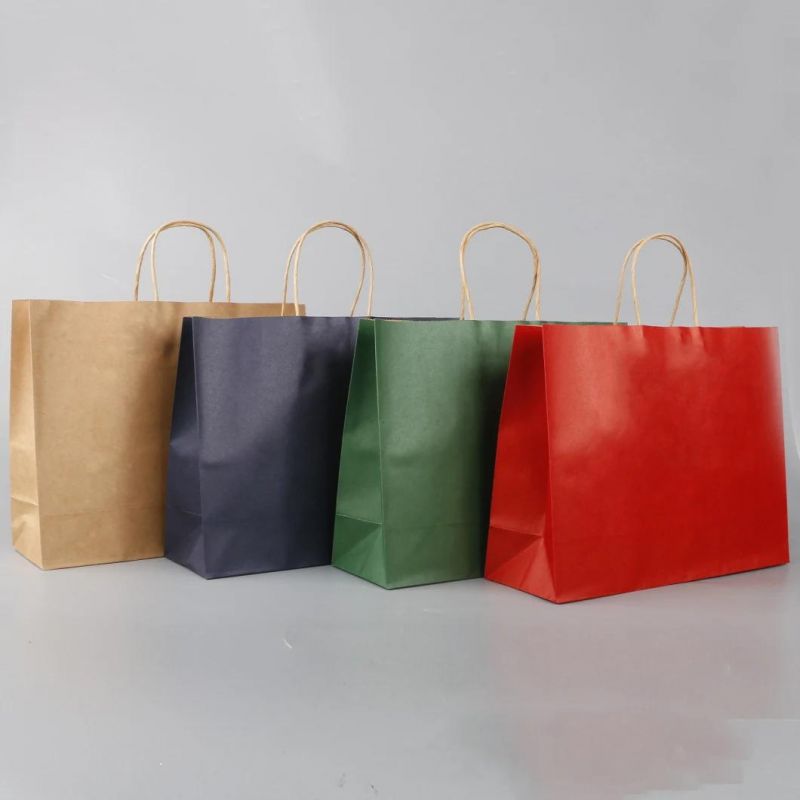 White Paper Bag Custom Logo Printed Fast Food Kraft Paper Bags with Handle