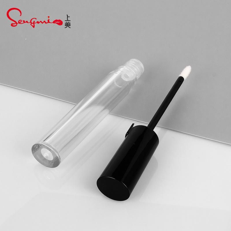 Popular Unique Black Transparent Lip Gloss Cosmetic Tubes Round Lip Gloss Packaging Private Label Lip Tint Containers