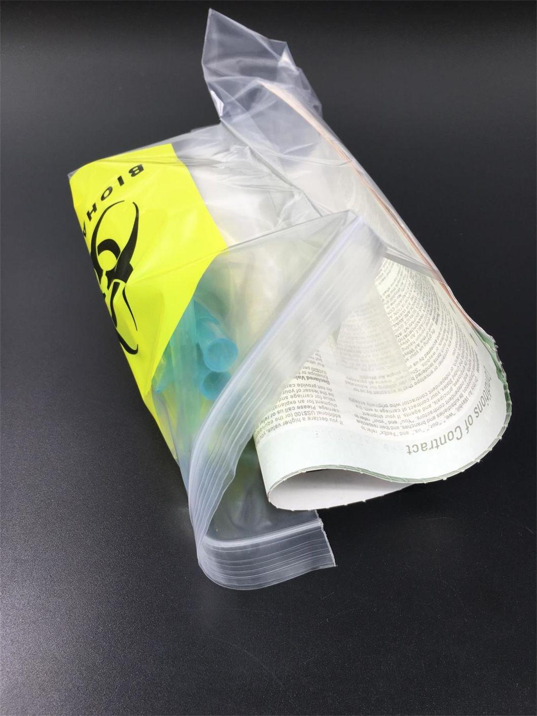 Ht-0760 Hiprove Brand Ziplock Bag for Biohazard Waste