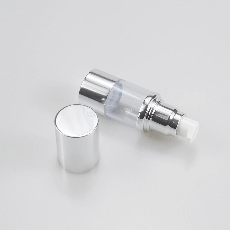 Plastic cosmetic 15ml Airless Aluminium Lotion Bottle with Sliver Pump