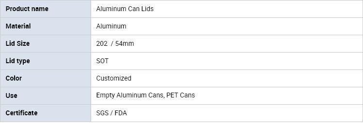 Aluminum Cans Lids Sot 202 for Export