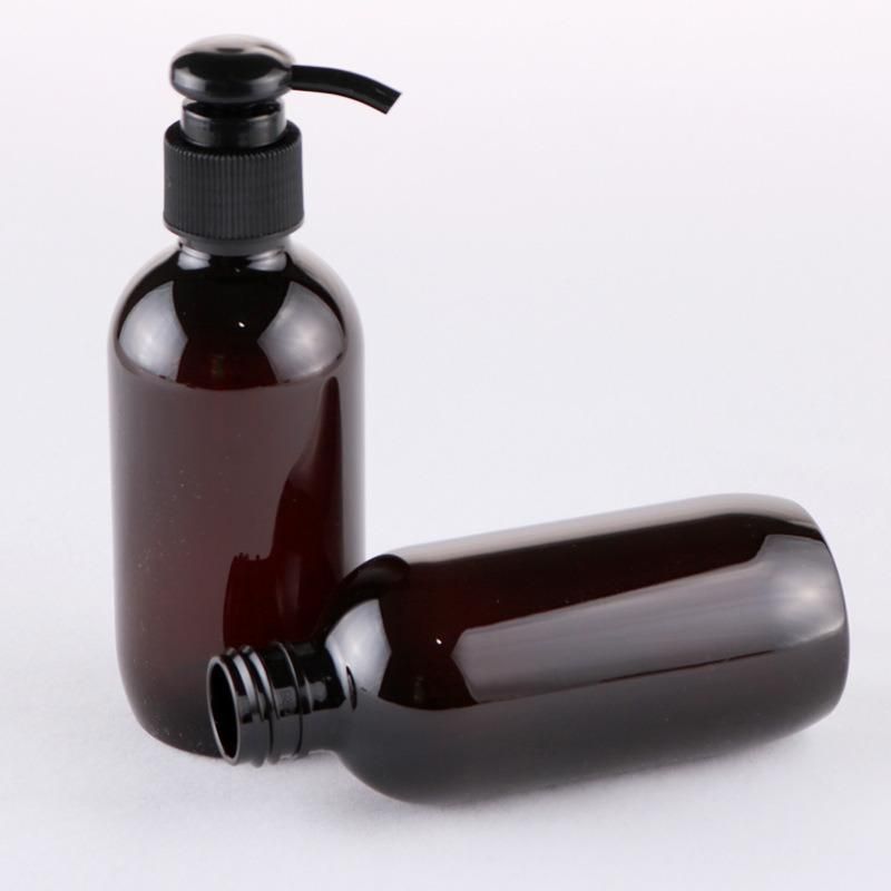 Private Label Brown Amber Empty 150ml Lotion Bottle Round Plastic Pet Body Shampoo Liquid Soap Bottle