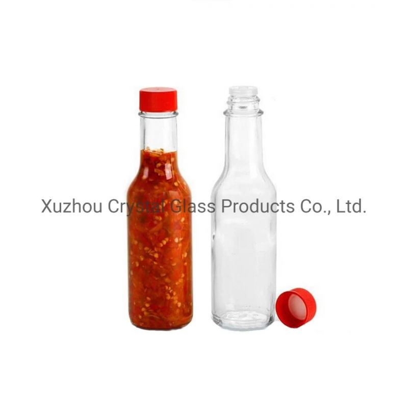 250ml Bulk Chili Sauce Glass Bottle, Glass Hot Sauce Bottle with Plastic Lid