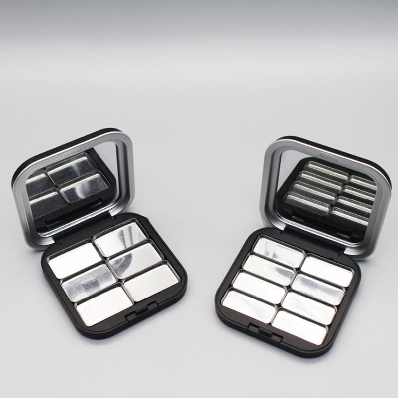 4 6 8 Holes Custom Logo Eyeshadow Case Clear Empty Eyeshadow Palettes Cosmetic Eye Shadow Container with Mirror