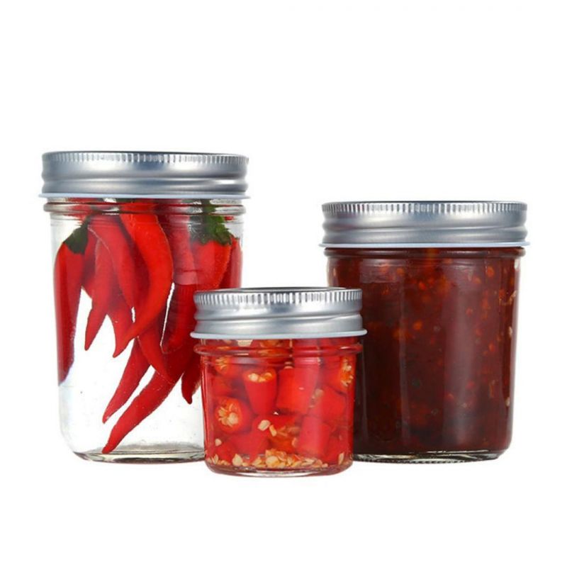 Wide Mouth Seal 100ml/250ml Metal Lid Glass Mason Jar for Sauce/Jam Storage