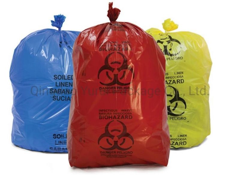 Biohazard Large Capacity Red Biohazardous Disposal Medical Waste Plastic Trash Bags on Roll