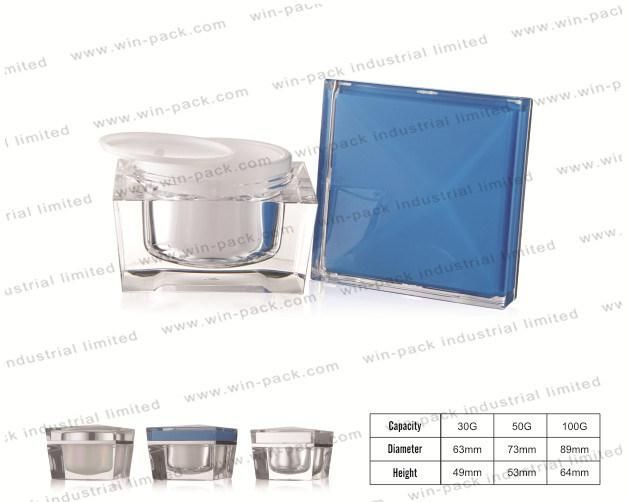 Winpack Hot Product Luxury Transparent Acrylic Jar 30g 50g 100g for Cosmetic Packing