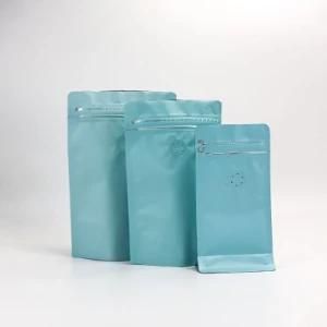 Flat Bottom Zipper Frosted Kraft Paper Bag for Coffee