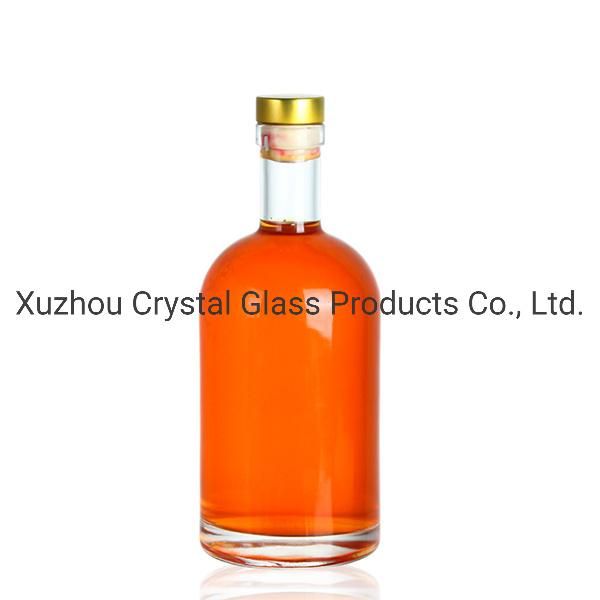 Glass Vodka Bottle Round Thicken Beverage Drinking Container with Cork 200/375/500/750ml