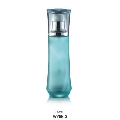 Glass Custom Blue Color Frosted Glass Cosmetic Packaging 40ml 100ml Bottle for Skincare Essnetial Oil Container