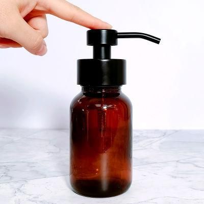 Custom Amber 250ml 8oz Body Wash Hand Soap Pump Glass Foam Soap Dispenser Bottle