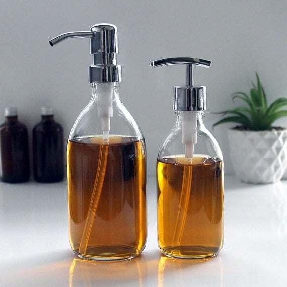 Clear Glass Bottle Soap Dispenser 250ml 350ml 500ml