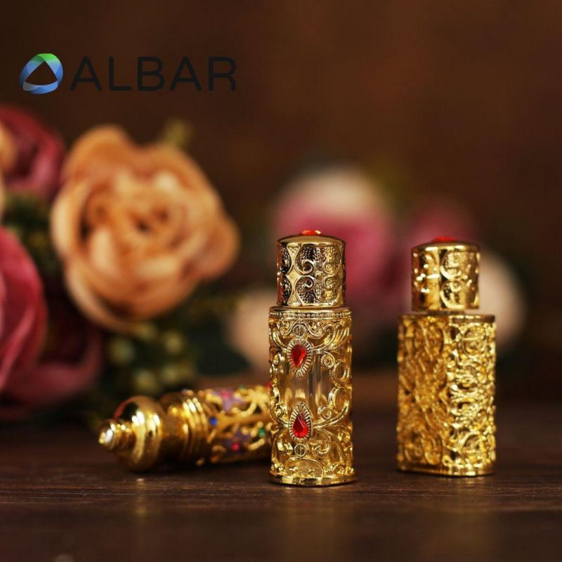 Stylish Antique Perfume Bottles in Round and Flat with Diamonds and Colorful Paintings