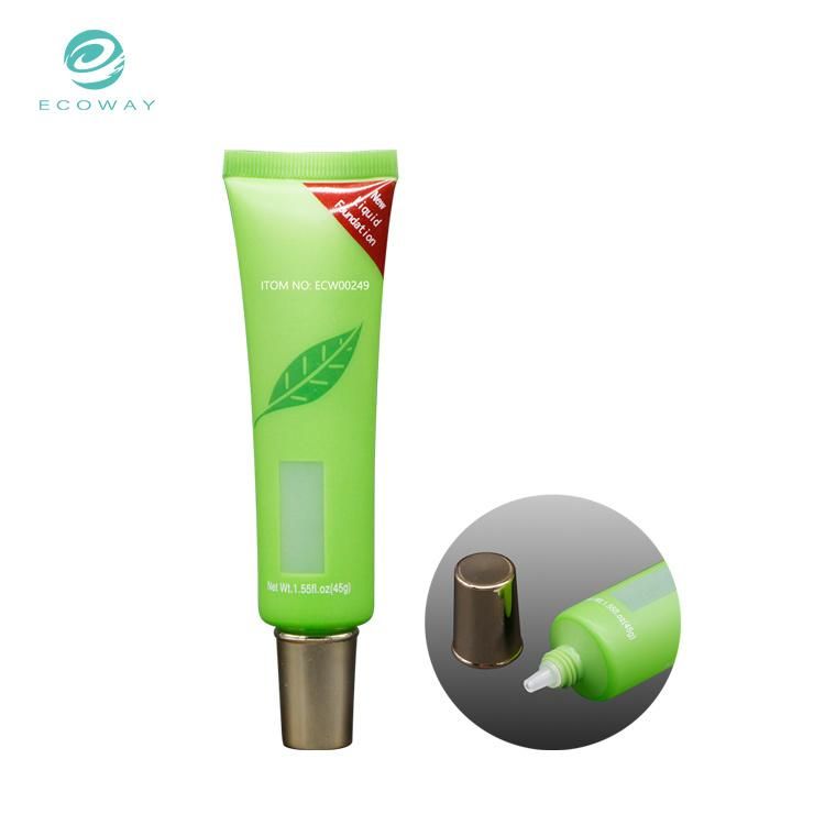 Factory Price Empty Green Round Liquid Foundation Cosmetic Packaging Tube with Needle Nose