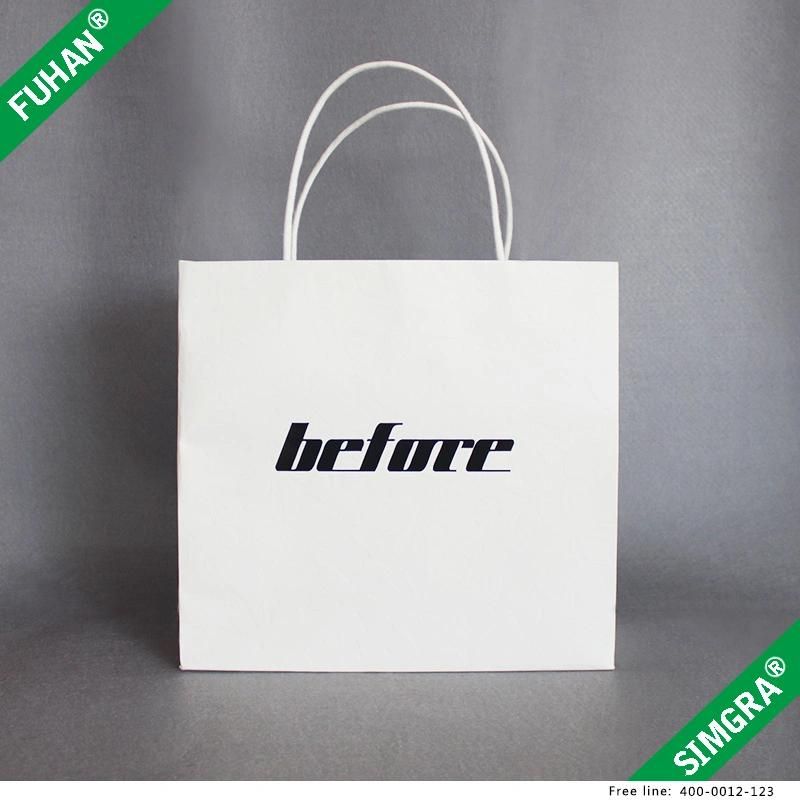 Embossed Logo White Paper Print Packing Bag for Shirt