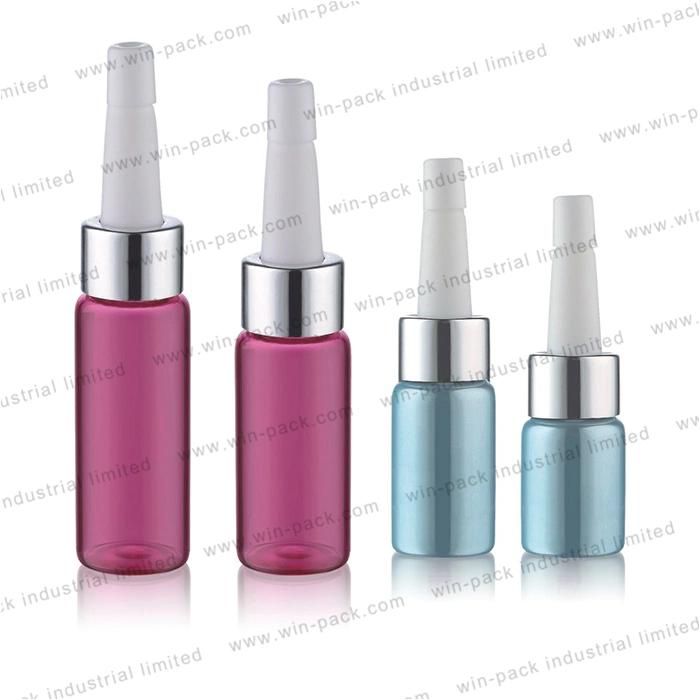 Round Shape Tube Glass Transparent Glass Dropper Bottle Shiny Alum Red Collar Shiny Gold Press Button Dropper Packaging