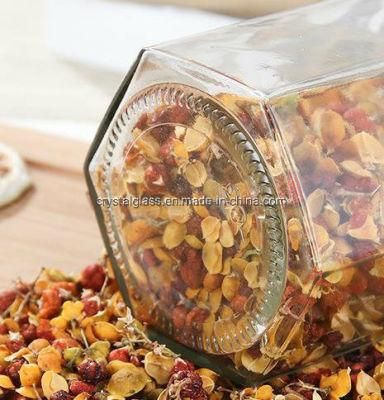 Classic Hexagon Food Storage Jar Honey Glassware with Metal Cap 100/180/500ml