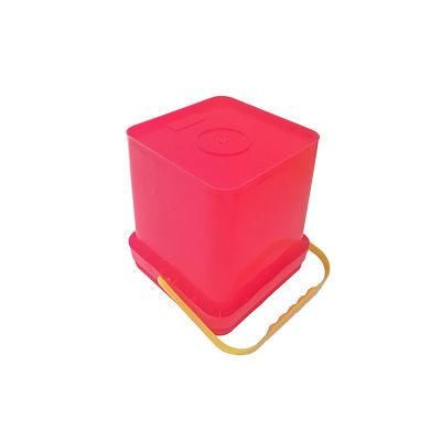 Durable 20L Square Plastic Bucket with Lid with Handle
