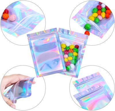 in Stock Fast Delivery Custom Accept Lip Gloss Packaging Ziplock Bag for Makeup Cosmetics Holographic Mylar Bag