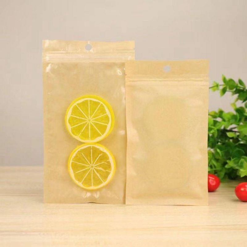 Transparent Front Kraft Paper Stand up Zipper Bag