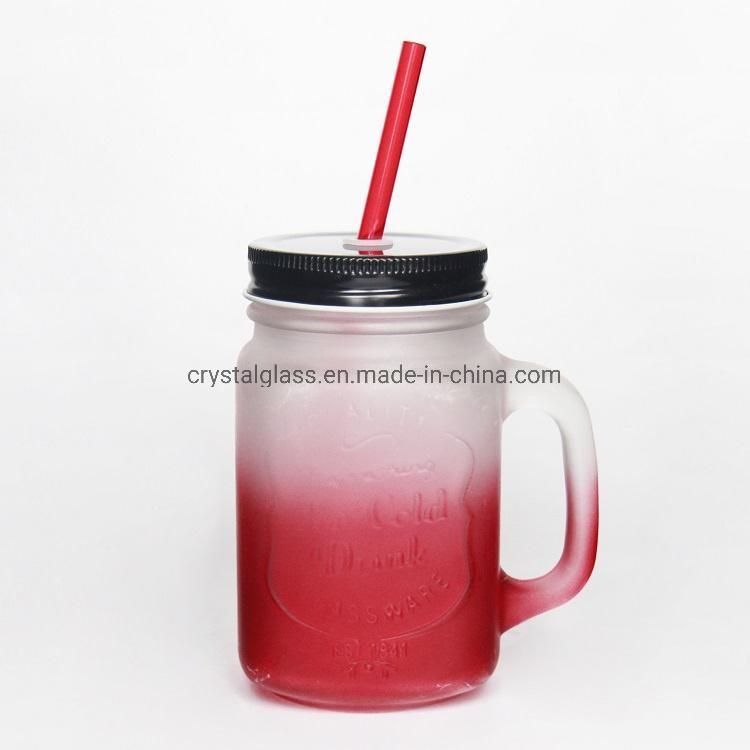 OEM Printing Glass Mason Jar with Handle